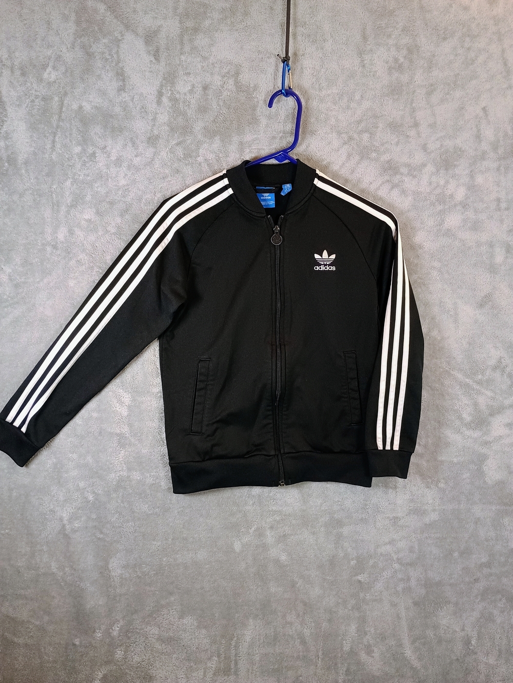 Adidas Kids Black Track Jacket with White Stripes 10/12